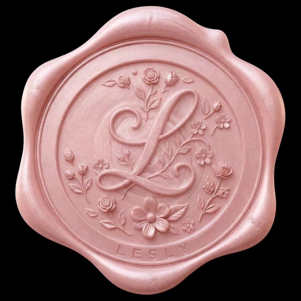 Broche rosa con la letra L de Lesly